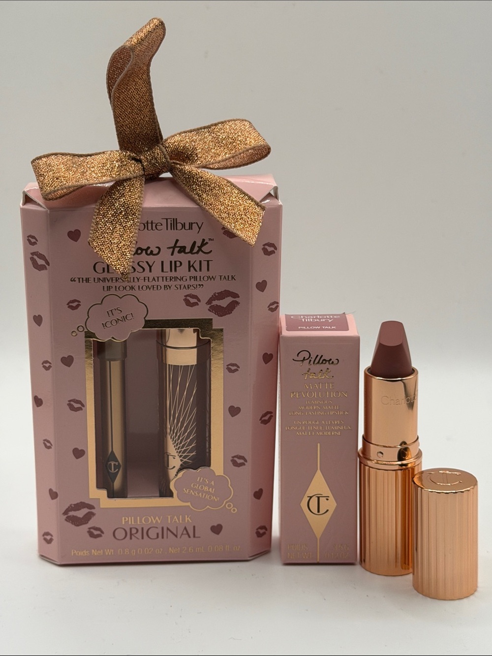 Charlotte Tilbury PILLOW TALK Original GLOSSY LIP KIT+LIPSTICK BUNDLE/3 Pcs. NIB